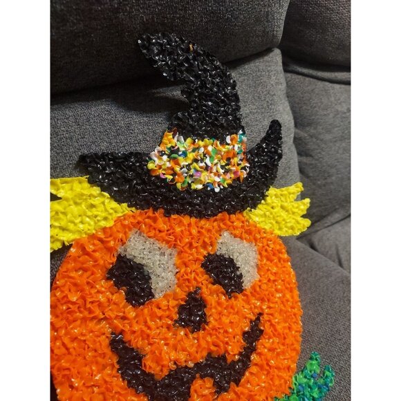 VINTAGE Halloween Jack-O-Lantern Pumpkin melted plastic popcorn decoration - Picture 2 of 9